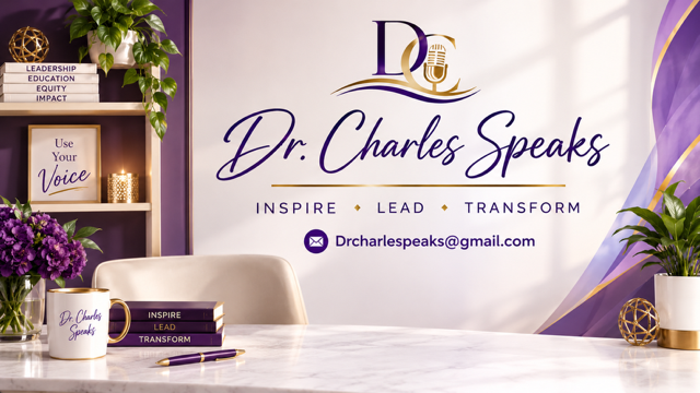 Dr. Charles Speaks branding with purple and gold design